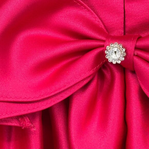 American Princess Girls size 6X Fuchsia Satin Dress Rhinestone Details  Bow Back - Picture 8 of 10